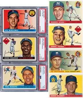 1955 Topps Near Set (197/206) – Including 55 PSA- or SGC-Graded Examples, Featuring Jackie Robinson, Phil Rizzuto, Al Kaline and More!